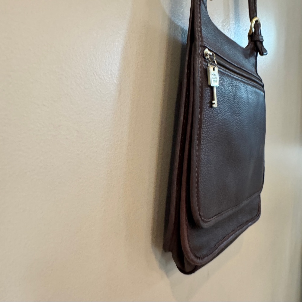 Vintage Fossil Leather Messenger Crossbody Bag Brown Built in Wallet‎ 75082 - Picture 8 of 16